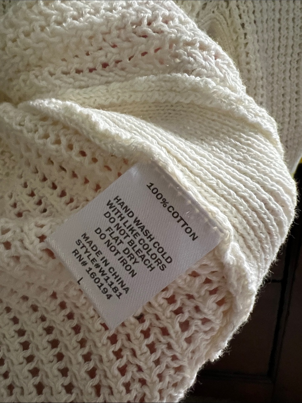 NWT By Together Large Off-White Open-Knit Scoop Neck Top with Yellow Trim - Picture 6 of 6